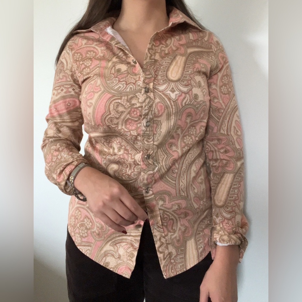Van Heusen Studio Slim Fit Paisley Shirt - Pink and Tan